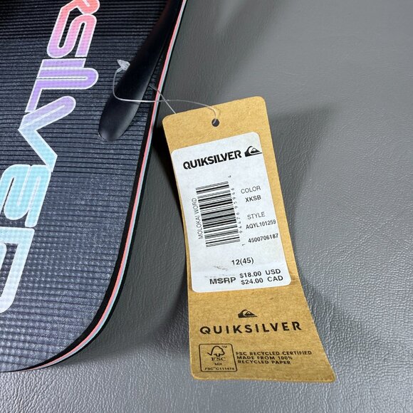 Quiksilver Molokai Flip Flops Mens Size 12 Thong Sandals Black Colorful Script - Picture 3 of 11